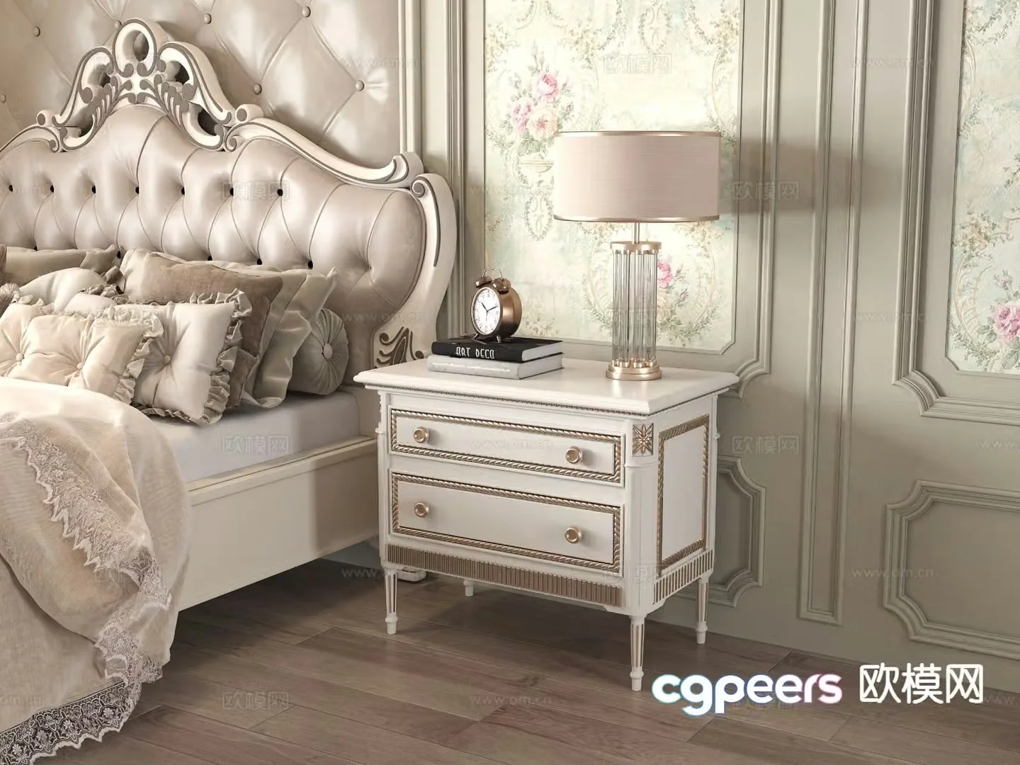 European style bedside table 3d model