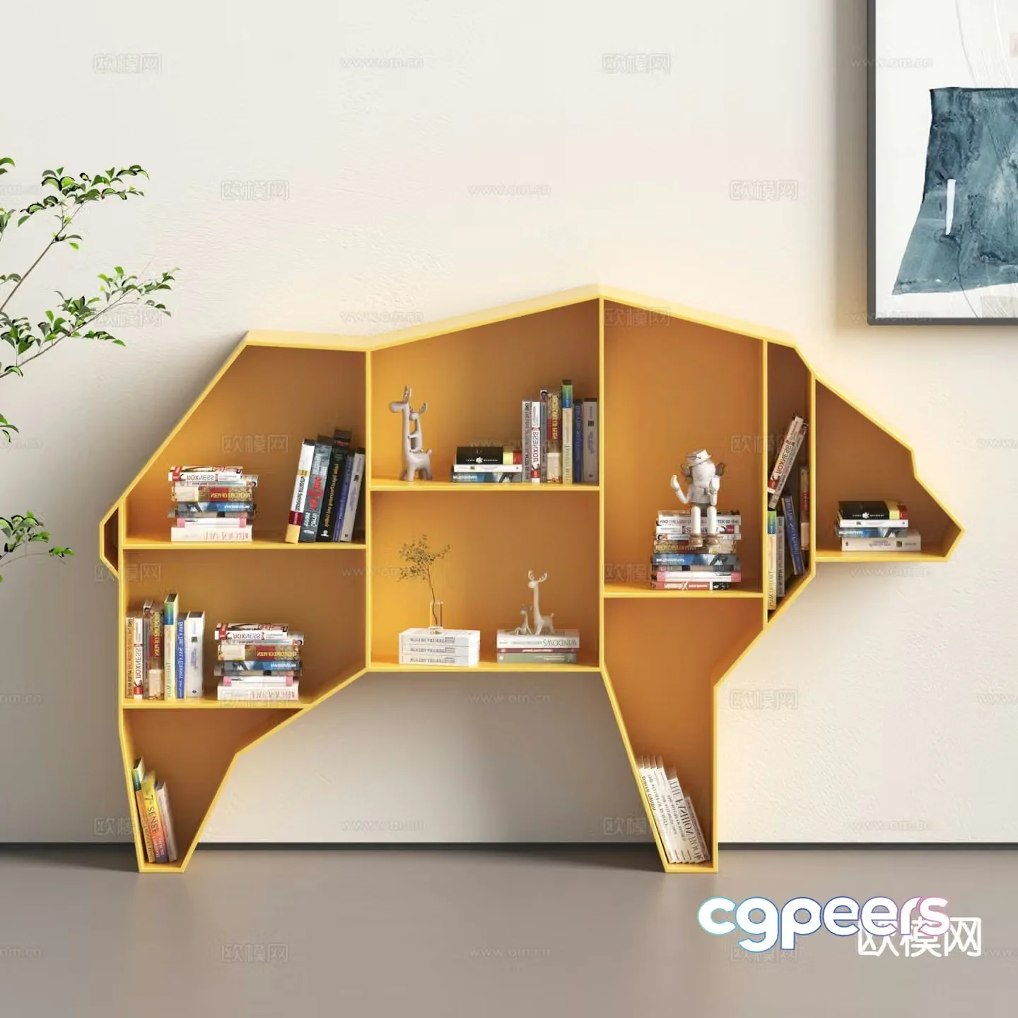 Animal shaped bookshelf children’s toy storage rack 3d model