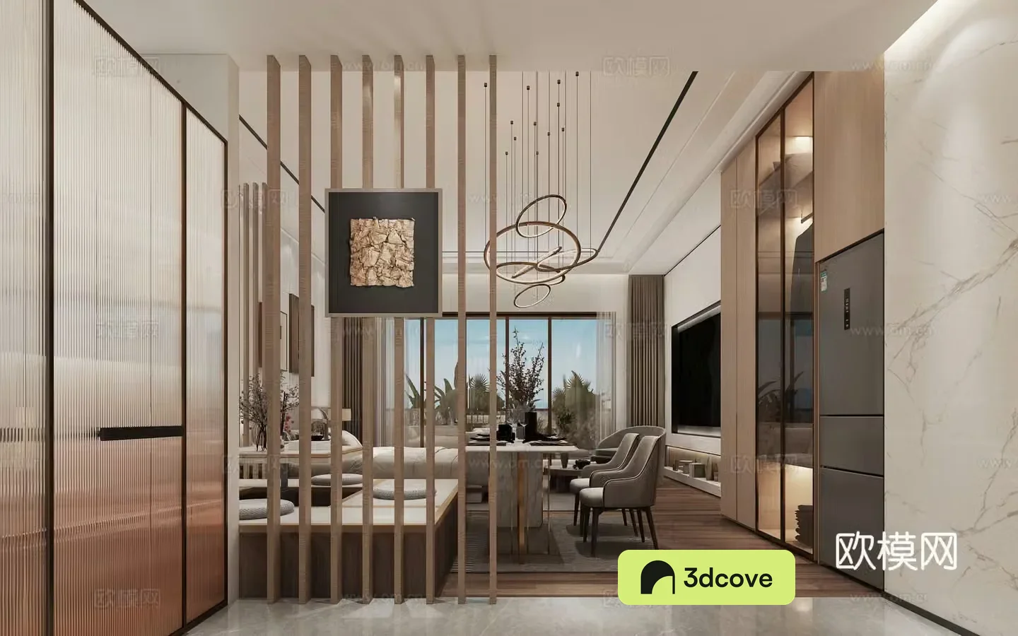 Modern living and dining room
