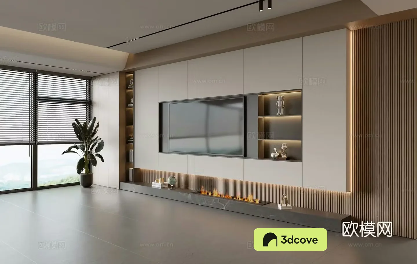 Modern TV background wall modern ornament balcony cabinet living room cabinet wood veneer background wall