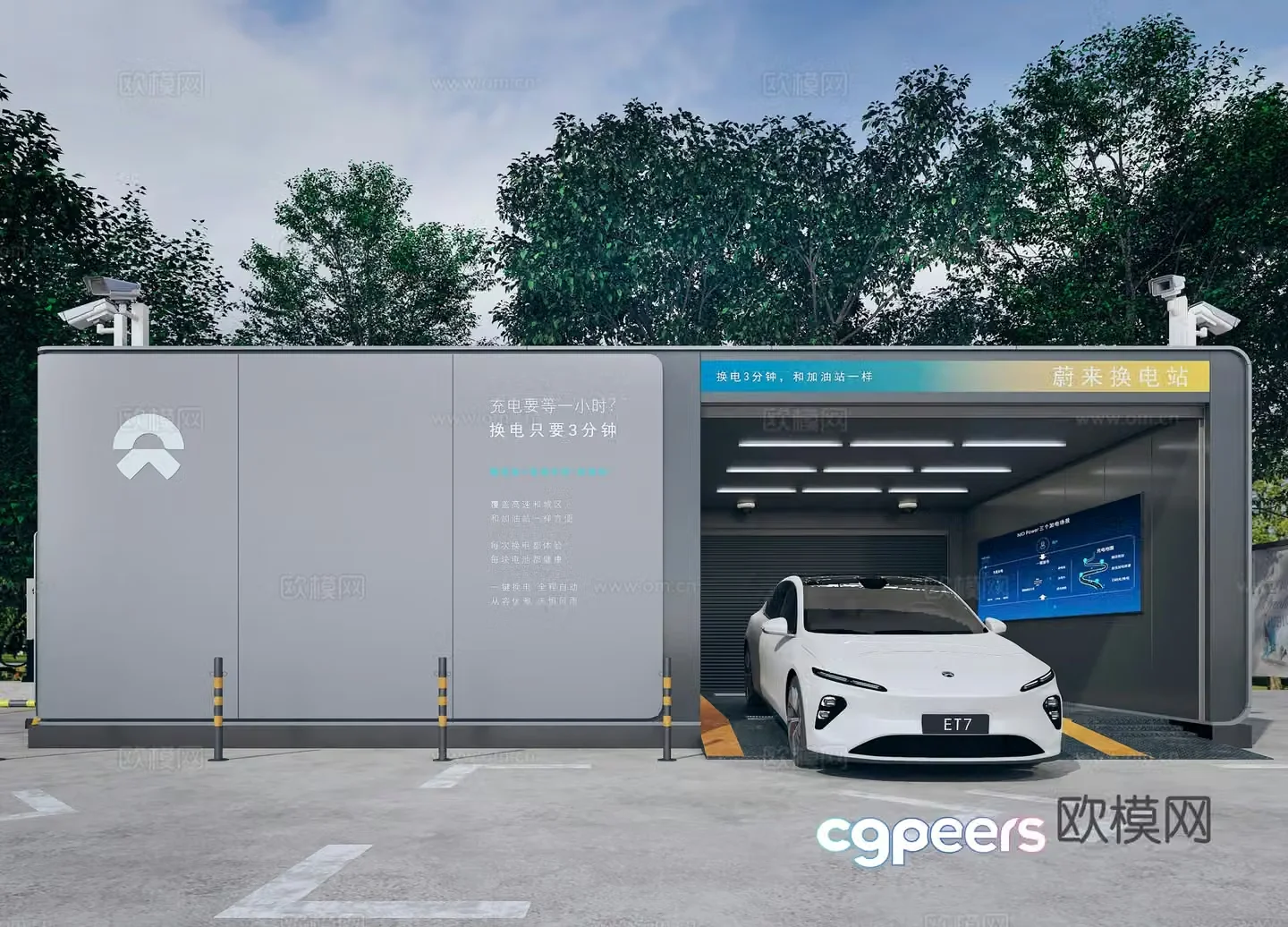 NIO battery swap station charging station 3D model