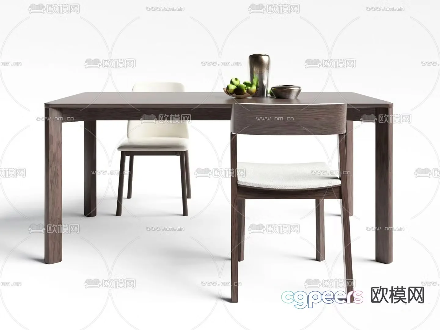New Chinese style dining table and chairs solid wood dining table 3d model
