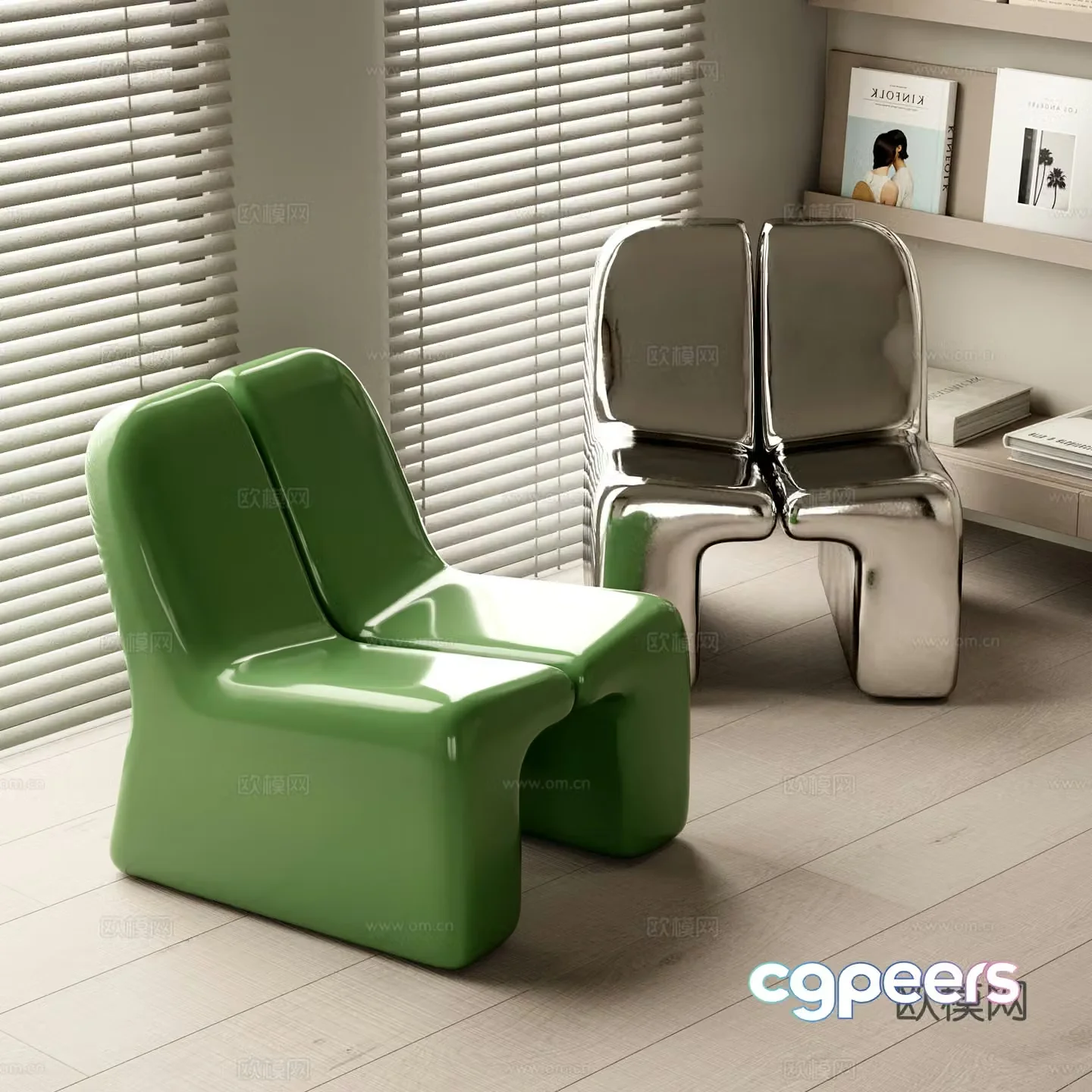 Medium style leisure chair sofa chair acrylic chair stainless steel chair children’s single chair single sofa 3D model