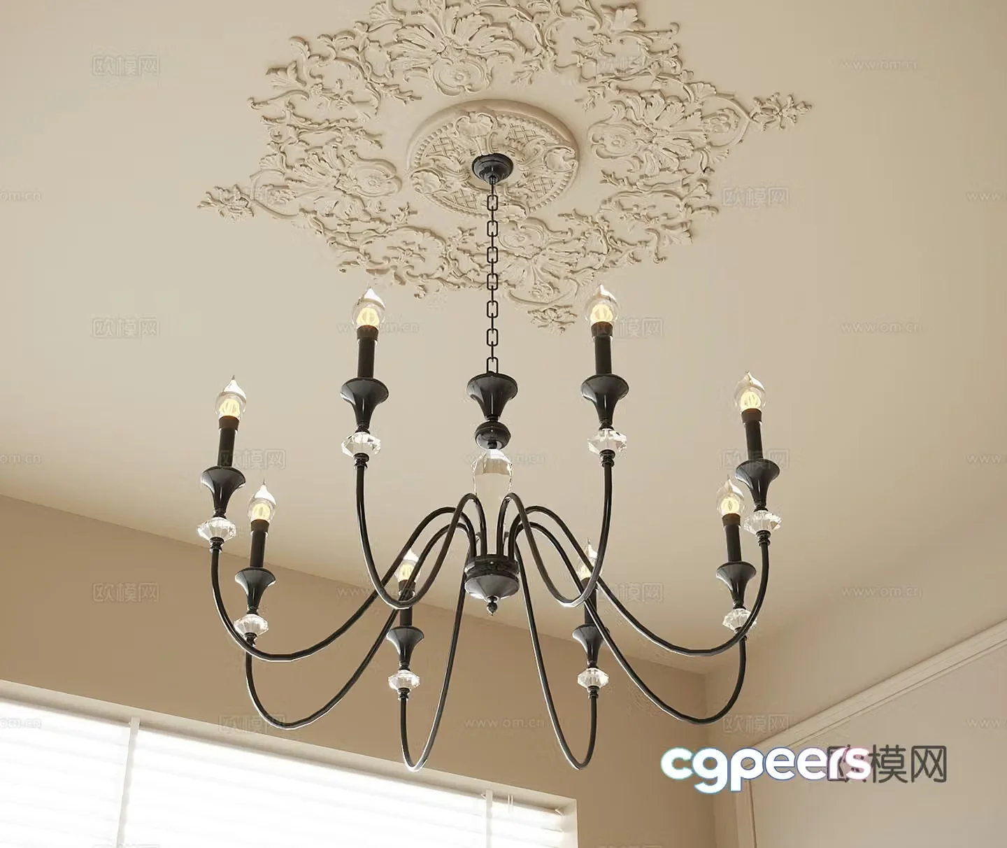 French hall chandelier 3d model