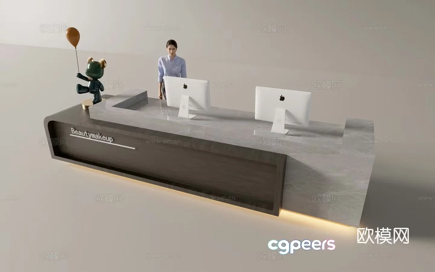 Modern company front desk reception desk service desk 3d model