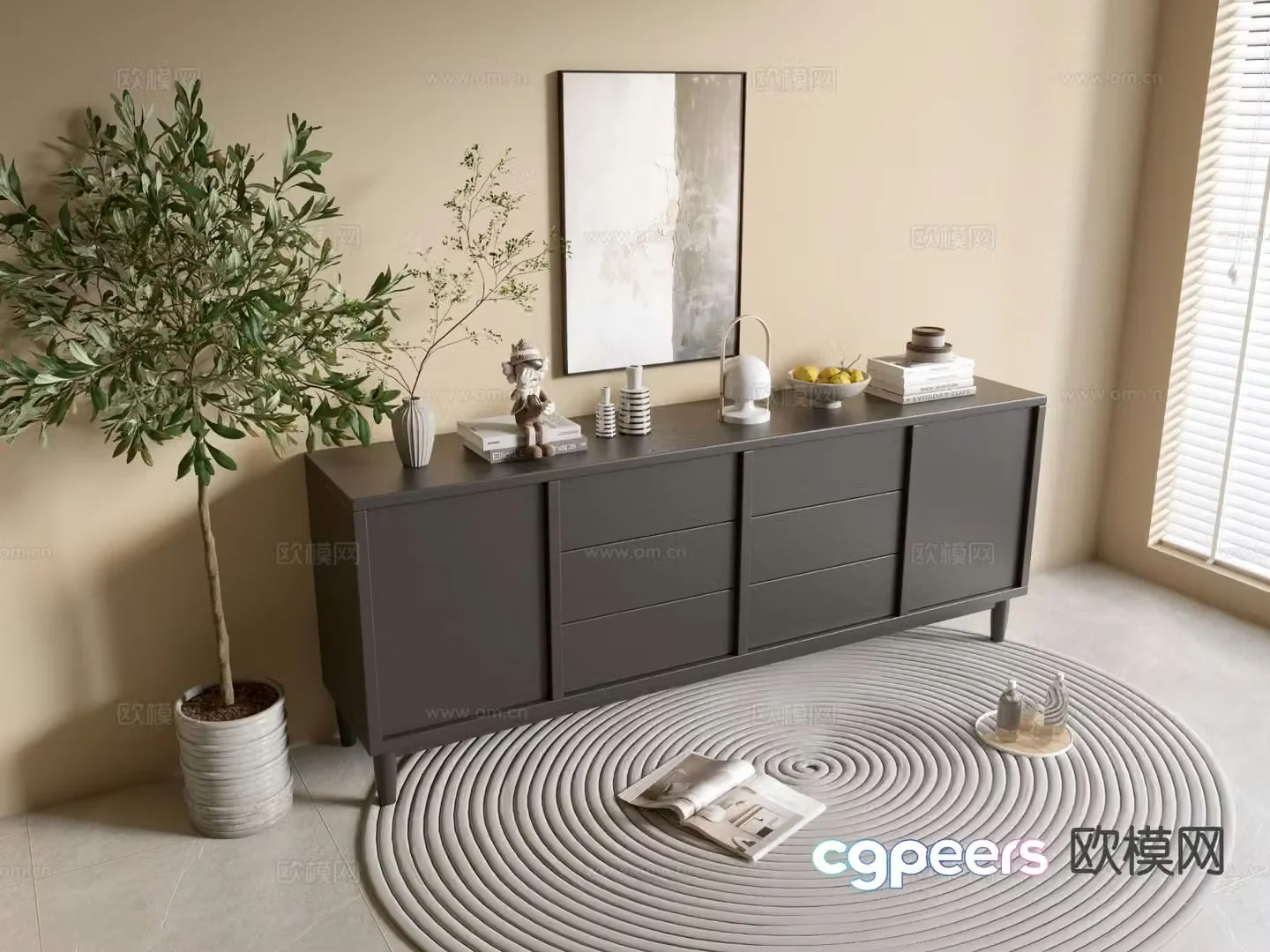 Modern black cabinet entrance cabinet 3d model