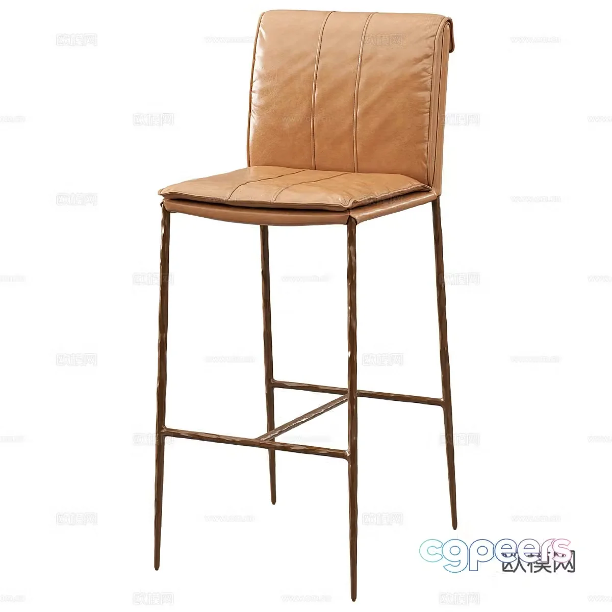 Nordic simple bar chair chair chair simple chair bar stool casual bar stool leather bar stool 3D model