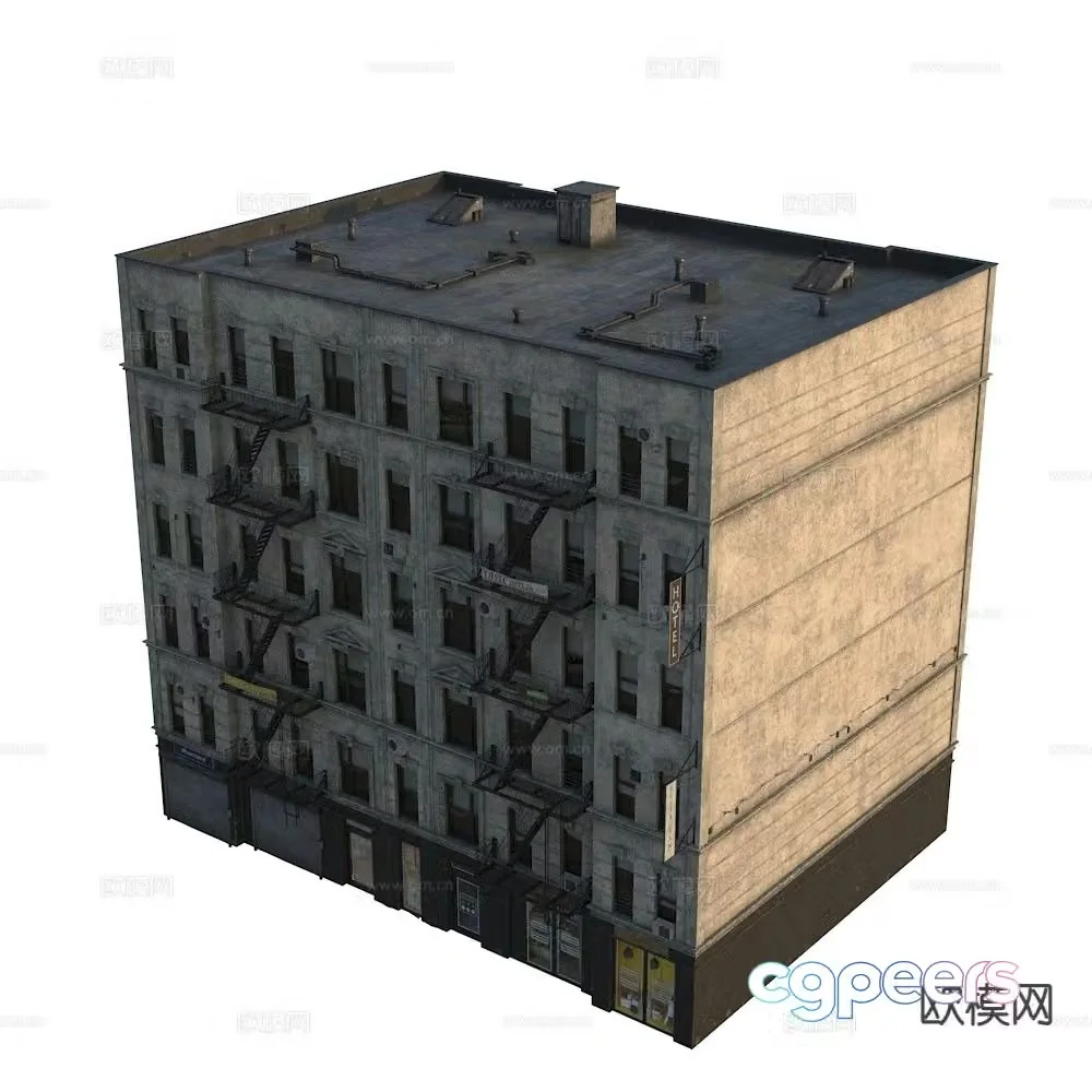 European style residential building exterior 3D model
