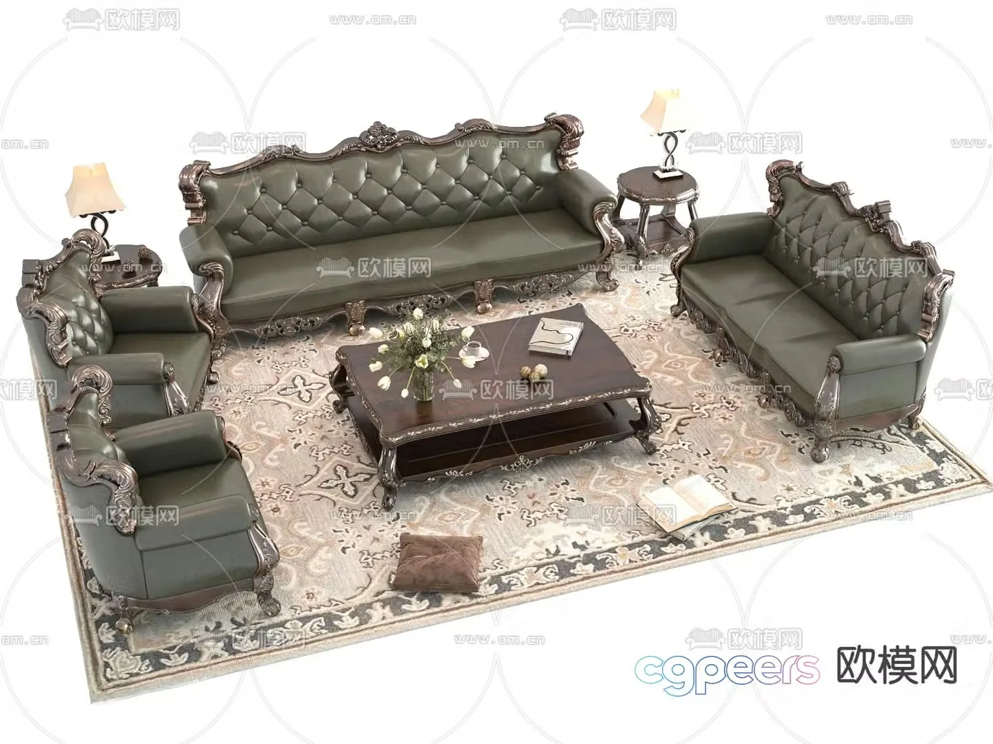European style modular sofa 3d model