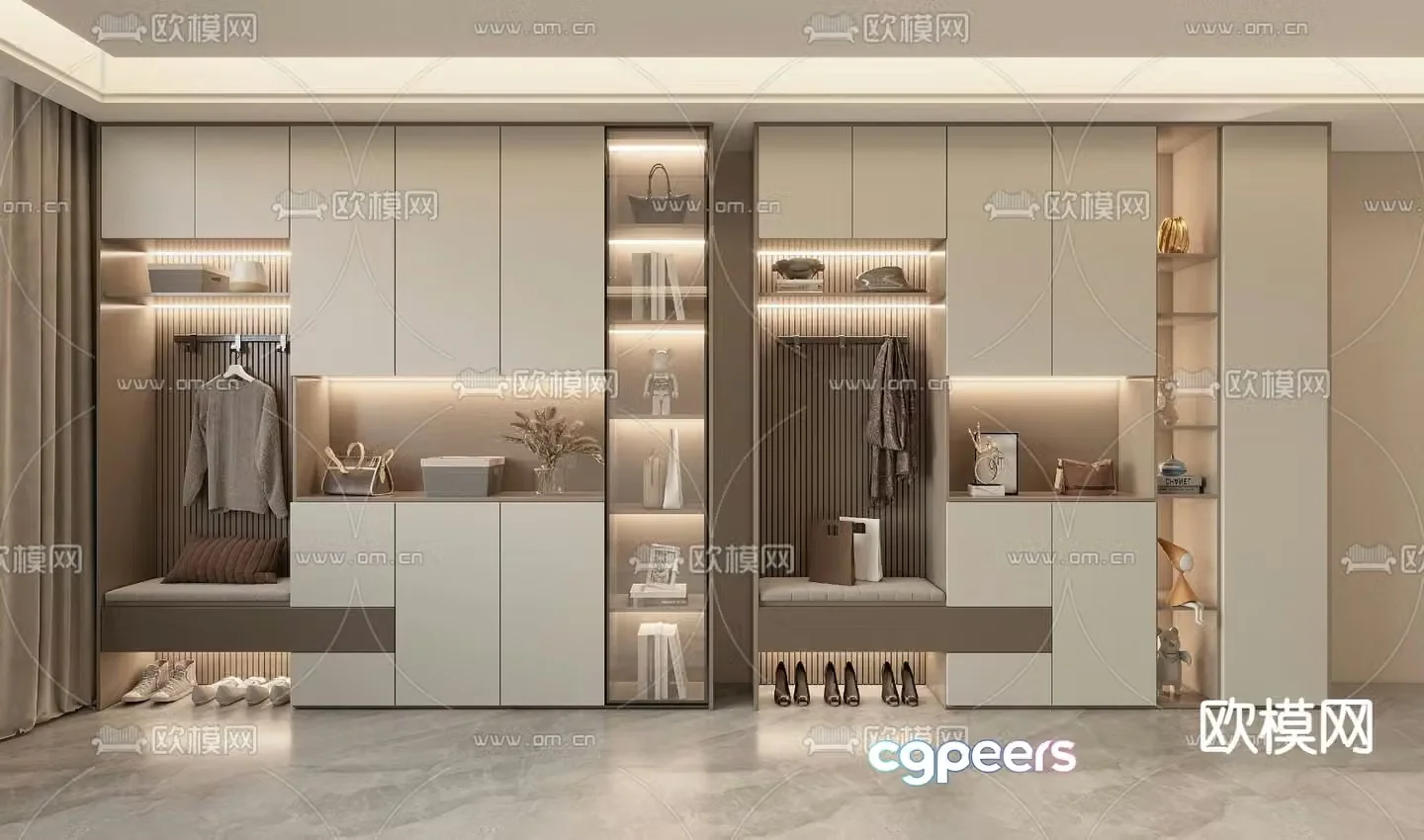 Modern entrance shoe cabinet shoe and hat cabinet 3d model