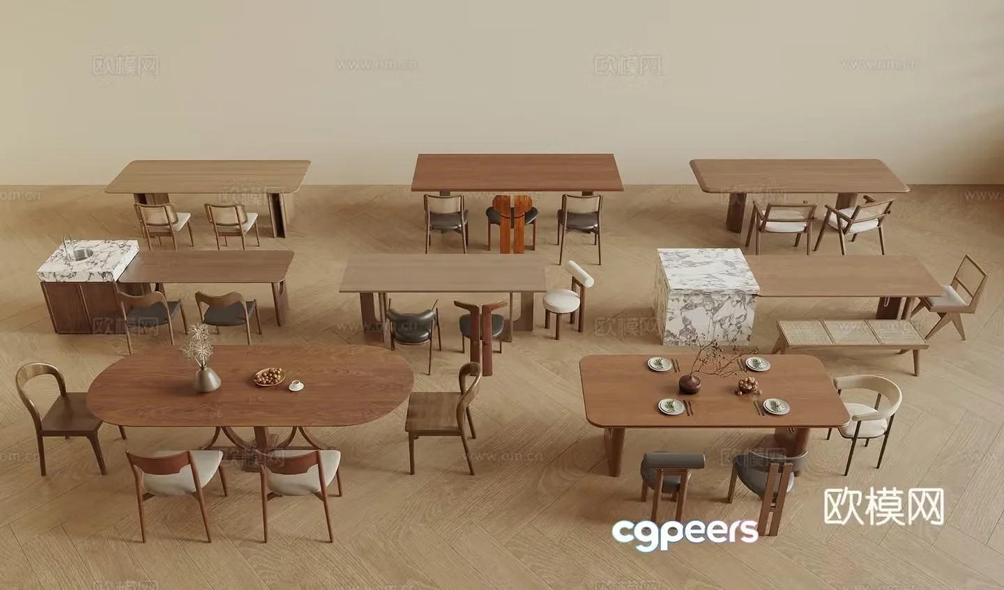 Wasabi Medium-old Dining Table and Chair Wasabi Phoenix Dining Table and Chair Medium-style Dining Table and Chair Island Dining Table and Chair 3D Model