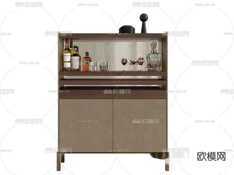 A Wooden Cabinet With Shelves And Drawers 3D Model – 19100 – VRAY Render