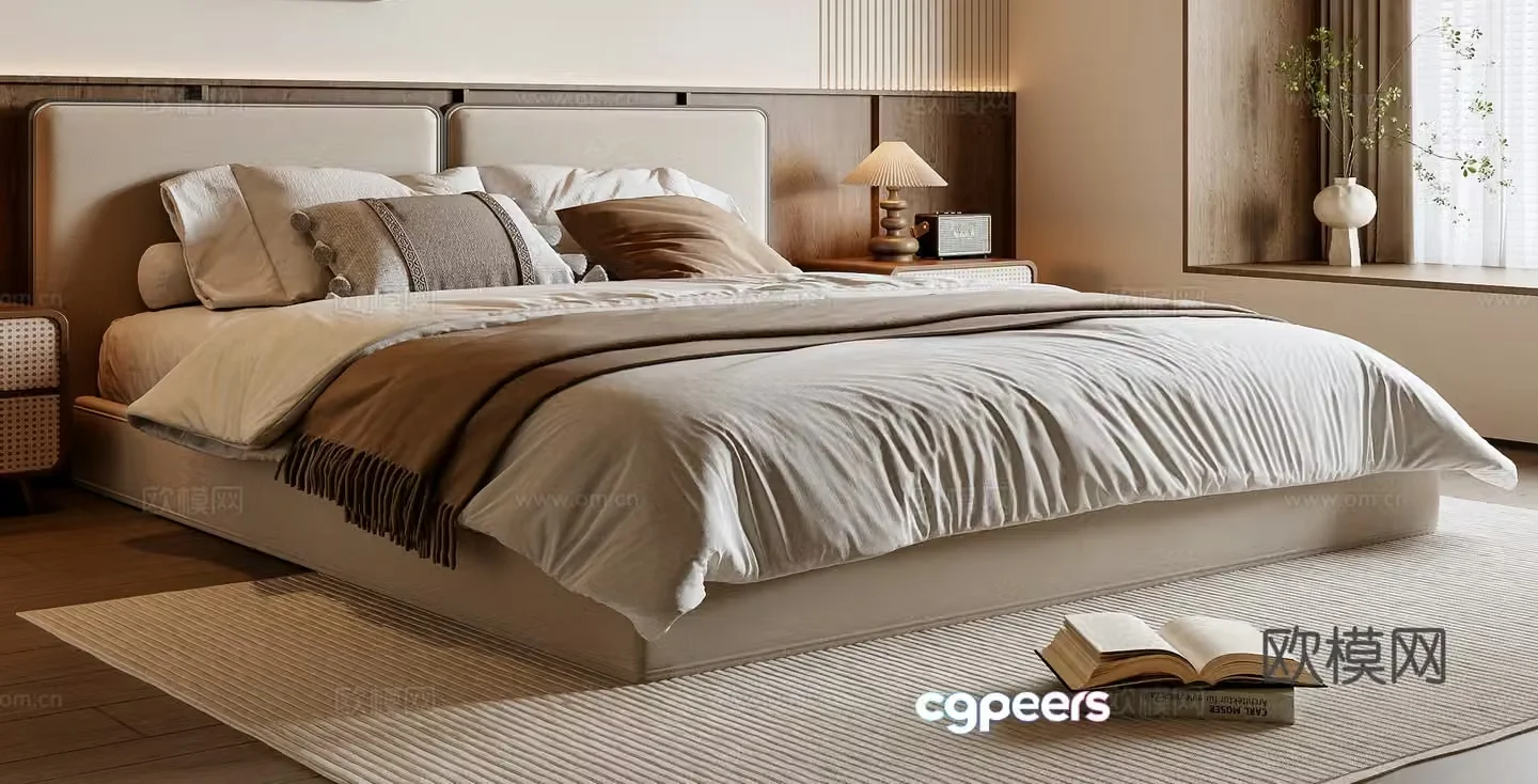 Middle-aged double bed 3D model