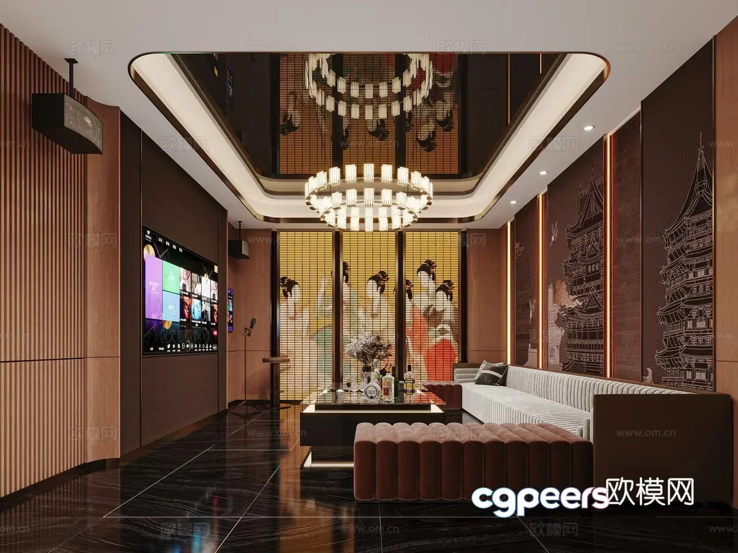 Modern KTV box Light luxury KTV box Ancient ladies 3D model