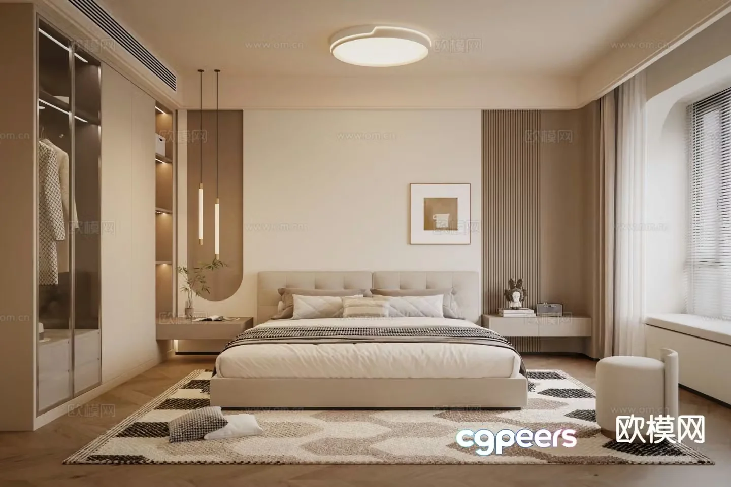 Cream style bedroom master bedroom 3d model