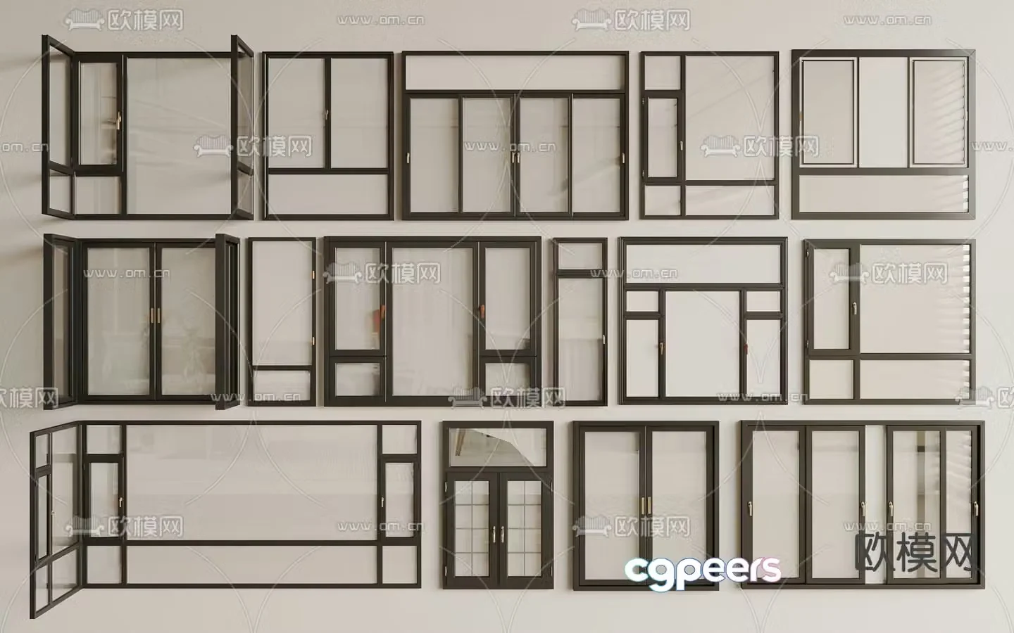 Window Floor to ceiling window Casement window Double window 3D model