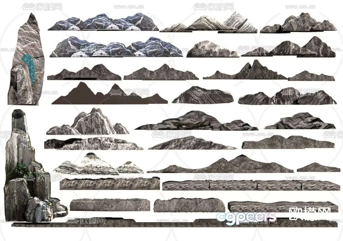 New Chinese style Xuelang stone strip stone landscape stone landscape stone 3D model