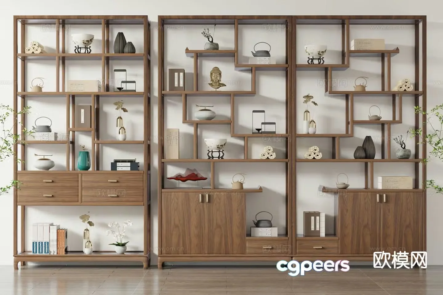 New Chinese style 3D model of Bo Gu shelf