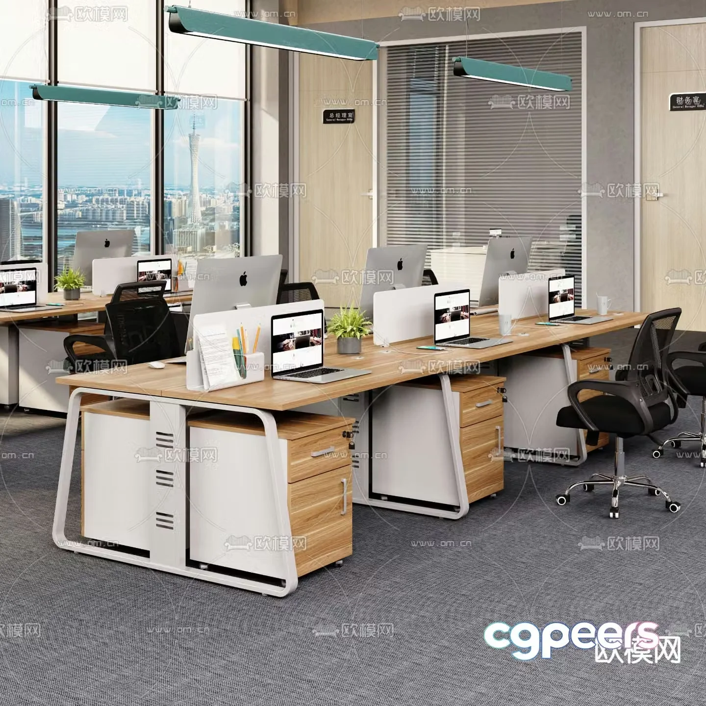 Office desk chair office card space 3d model