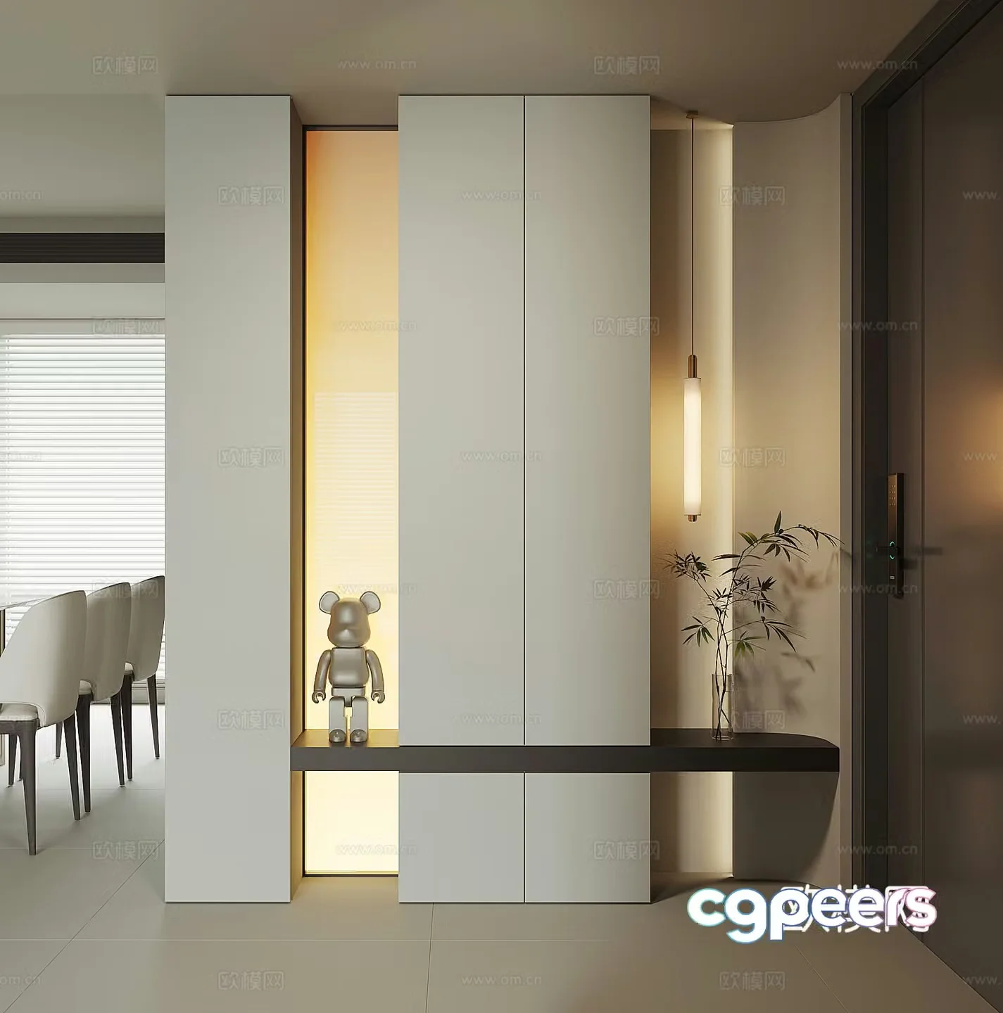 Modern home entrance shoe cabinet 3D model
