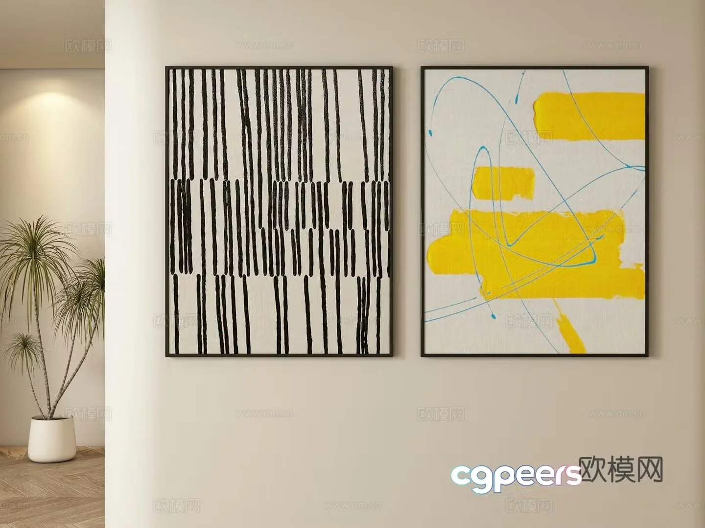 Modern abstract decorative painting hanging painting 3d model