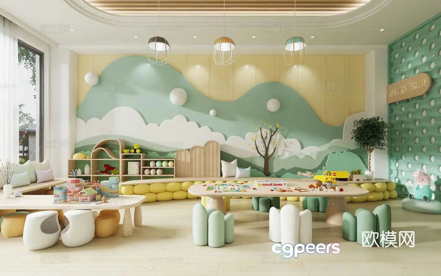 Modern children’s toy room kindergarten classroom activity room 3d model