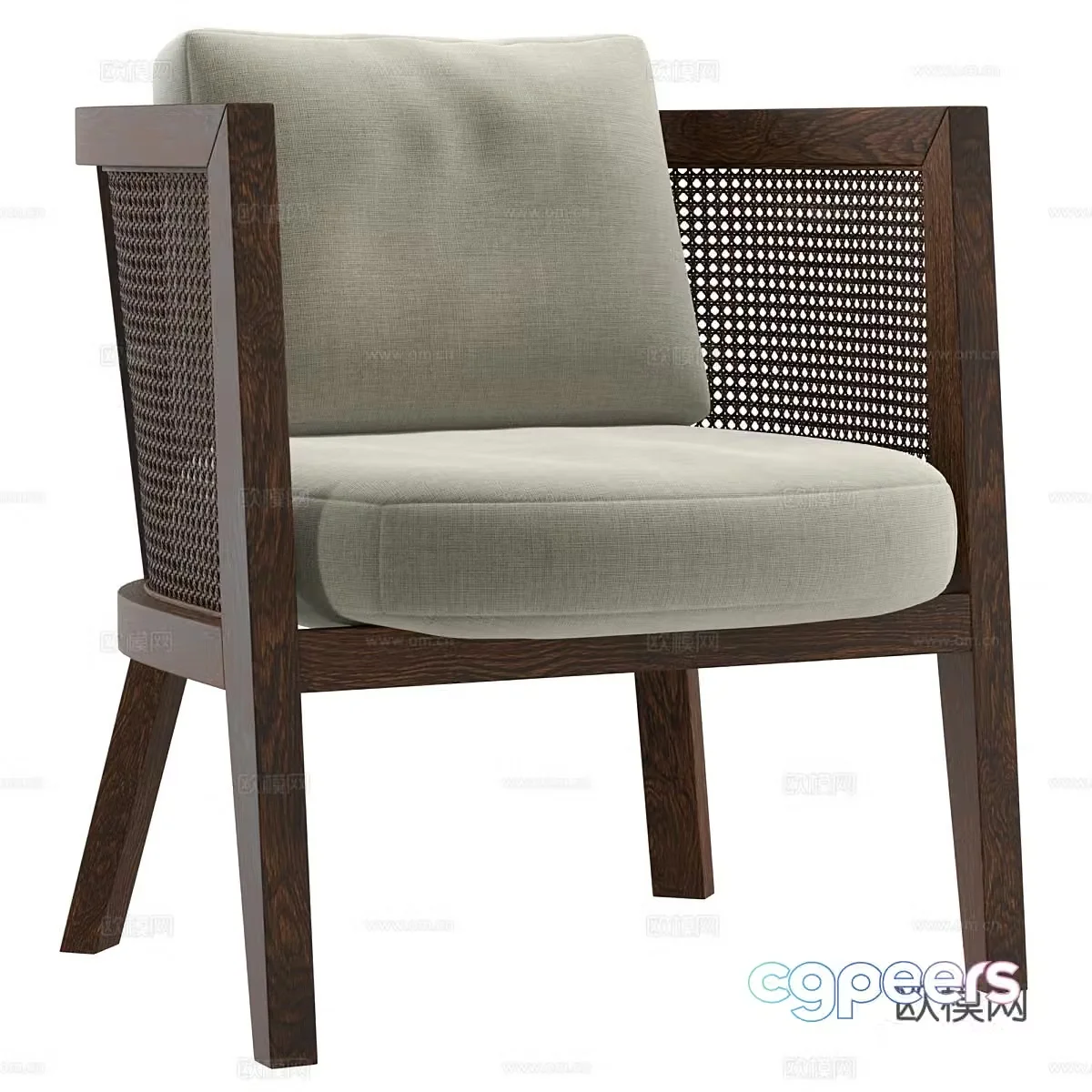 New Chinese style rattan chair armchair 3d model