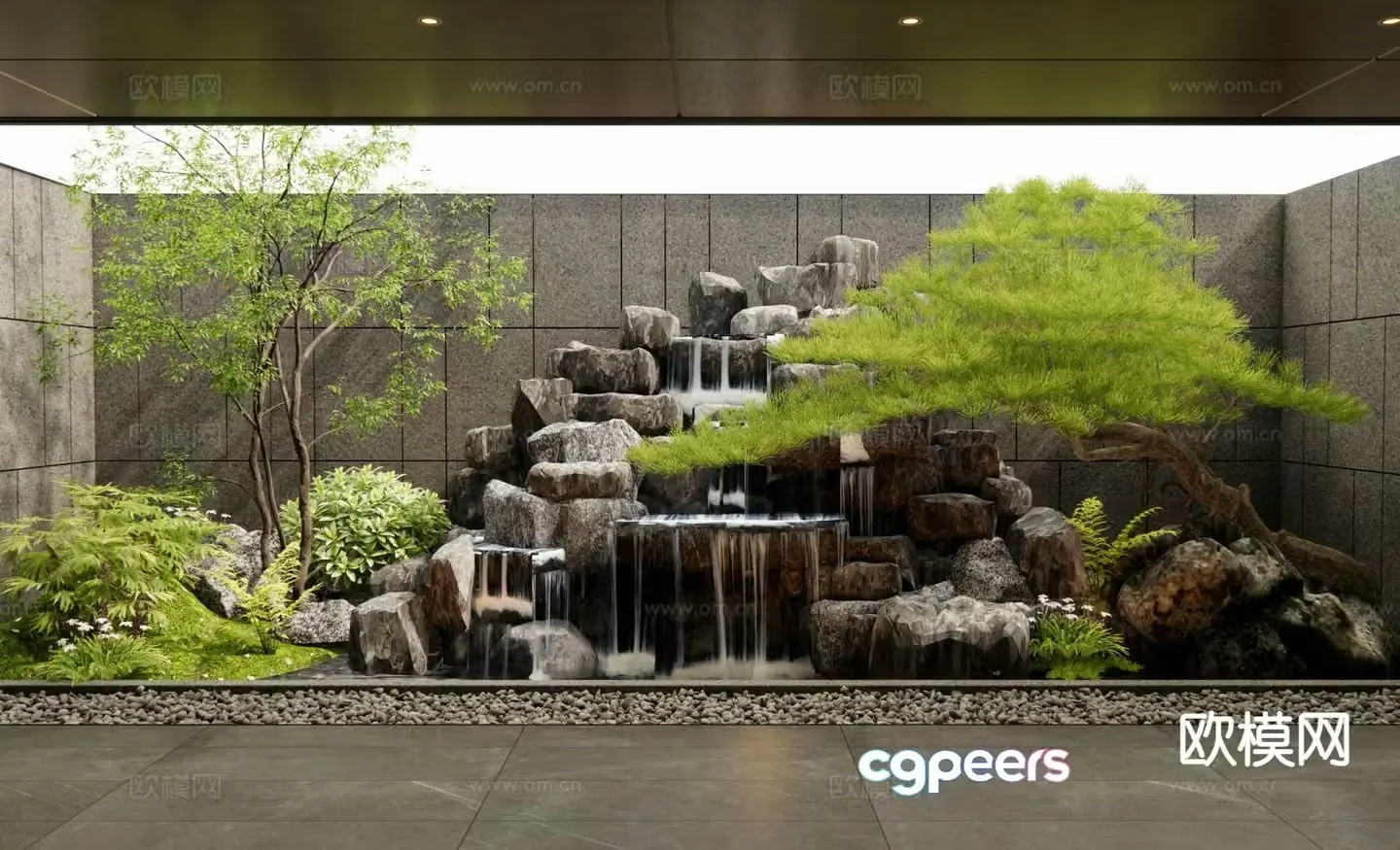 New Chinese style rockery waterscape flowing water landscape 3D model
