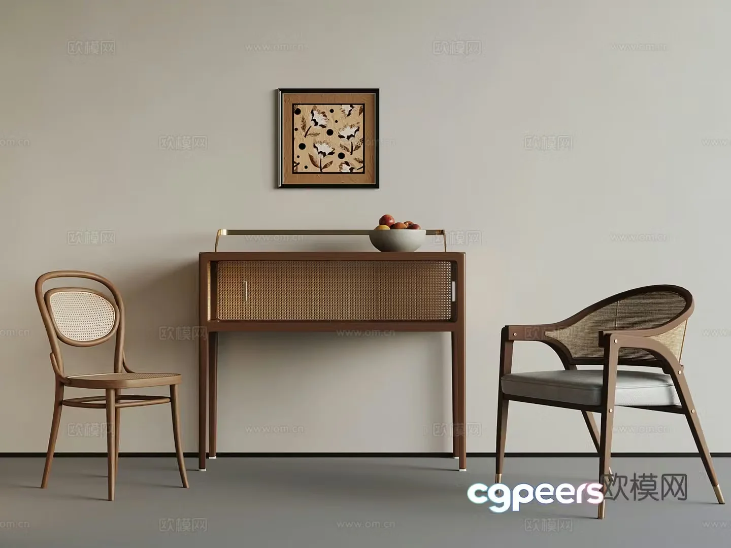 French style leisure chair dining chair side cabinet decorative cabinet 3d model