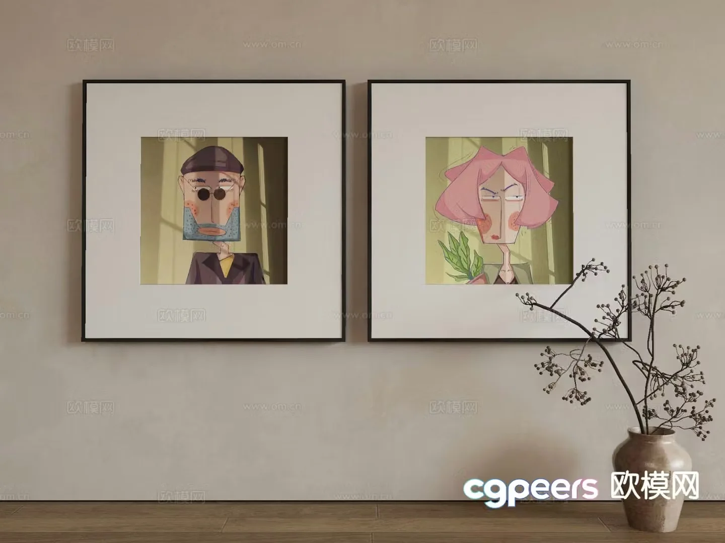Modern cartoon painting decorative painting 3d model