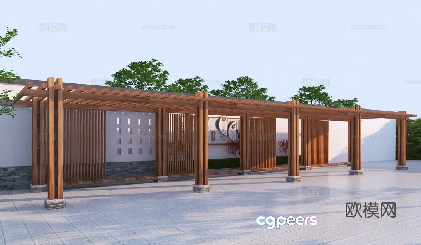 New Chinese style gallery frame 3D model