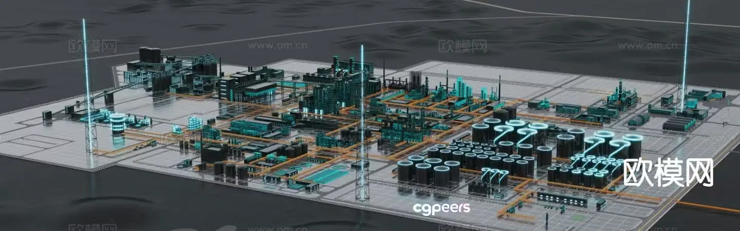 Technology industrial factory future factory scene 3d model