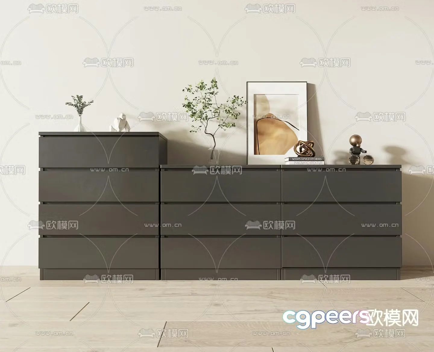 Modern side cabinet chest 3d model