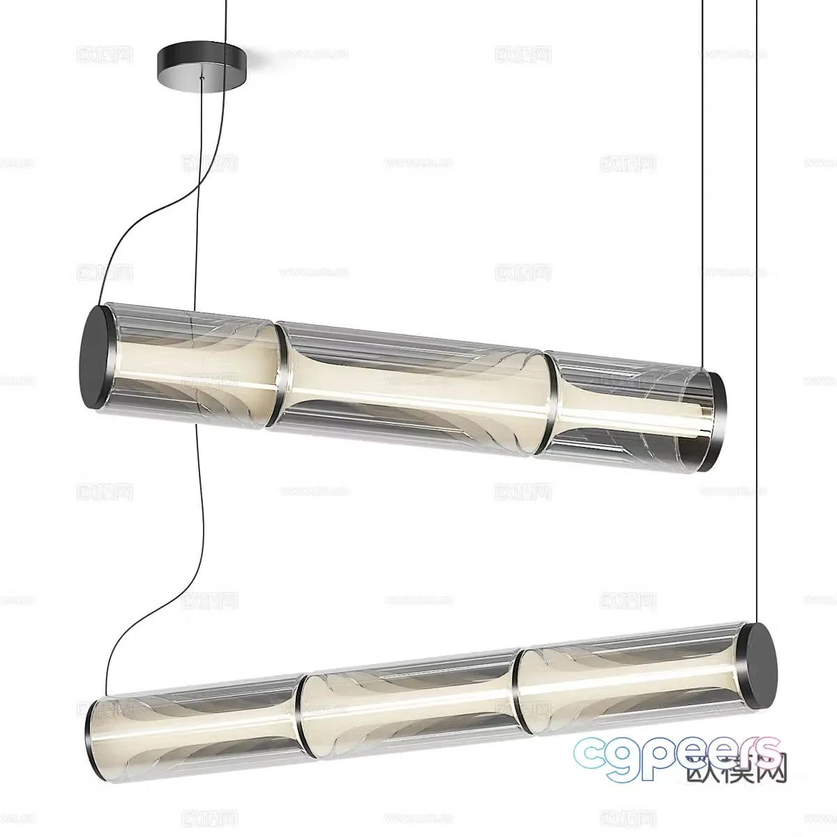 New Chinese style glass decorative chandelier 3D model