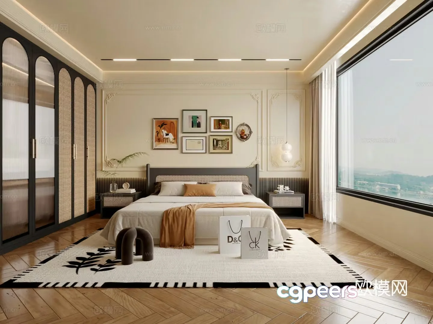 French retro bedroom 3d model