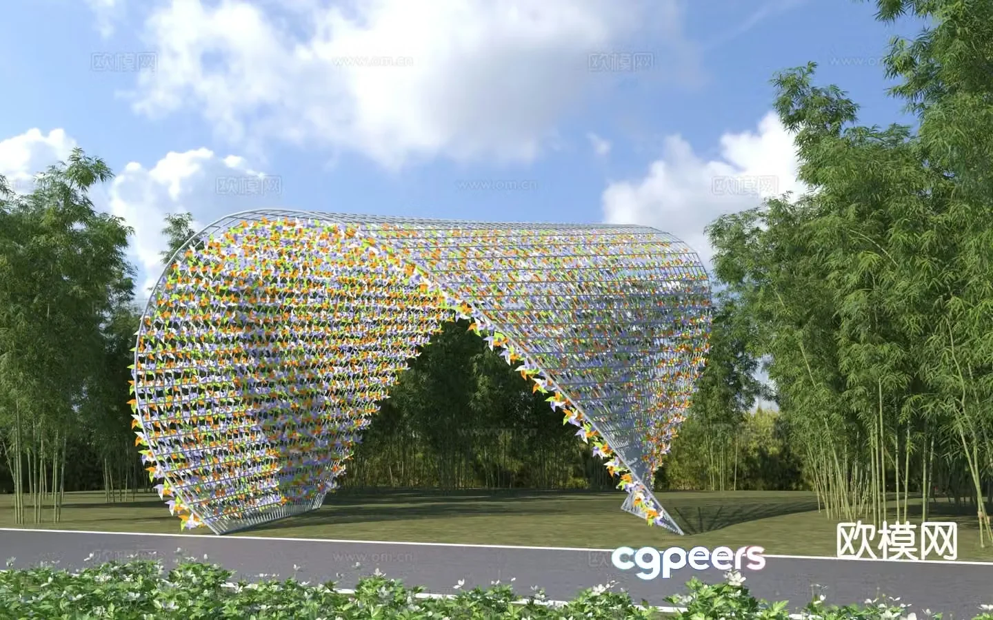 Special-shaped gallery landscape gallery 3D model