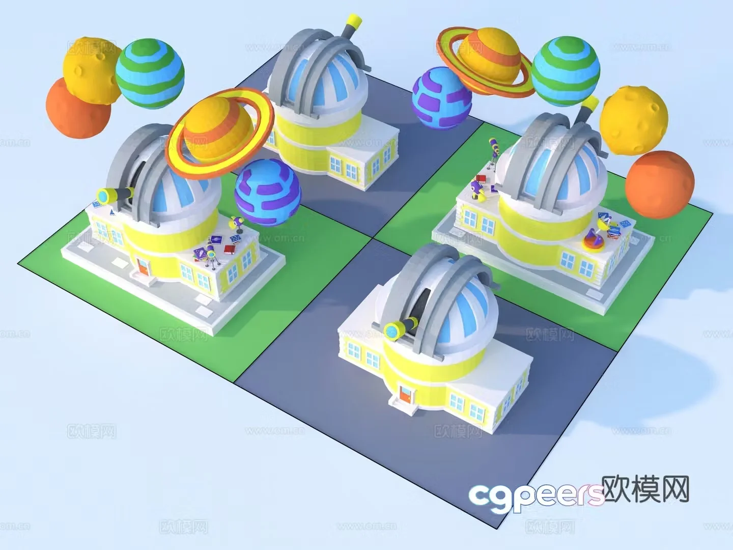 Cartoon toys architectural sketch 3d model