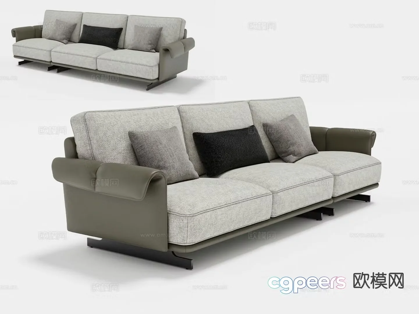 Three seater sofa upholstered sofa 3d model