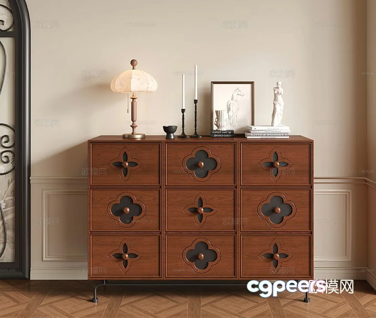French chest of drawers porch cabinet side cabinet storage cabinet 3D model