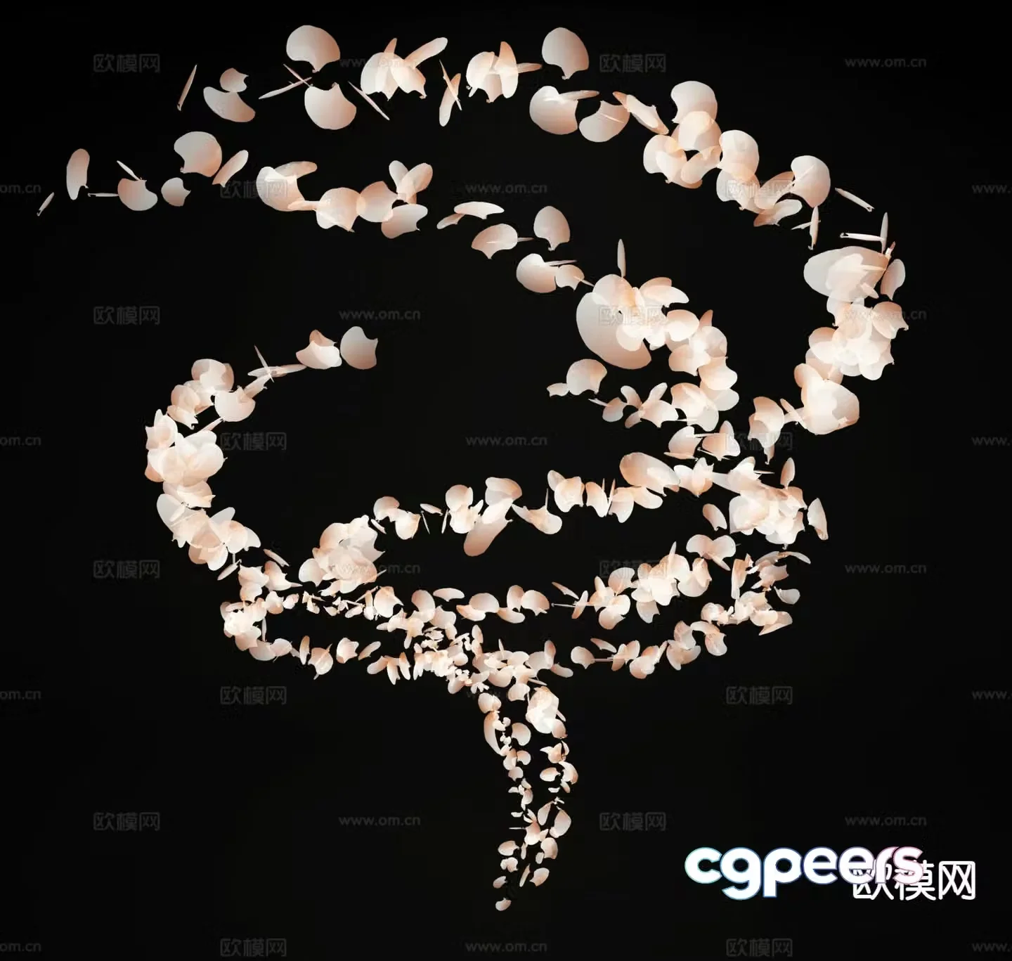 Modern petal decorative chandelier 3d model