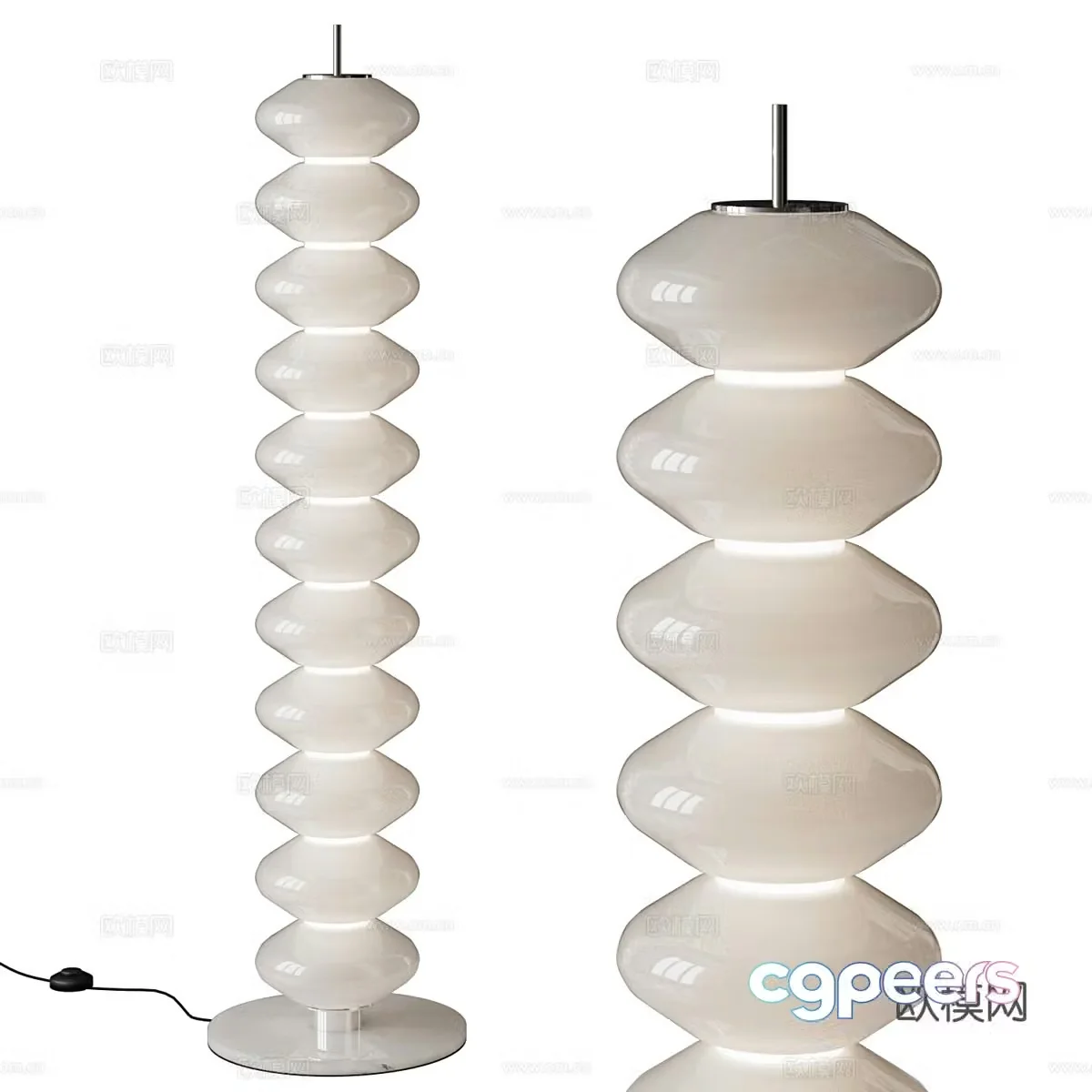 New Chinese style glass tower floor lamp 3D model