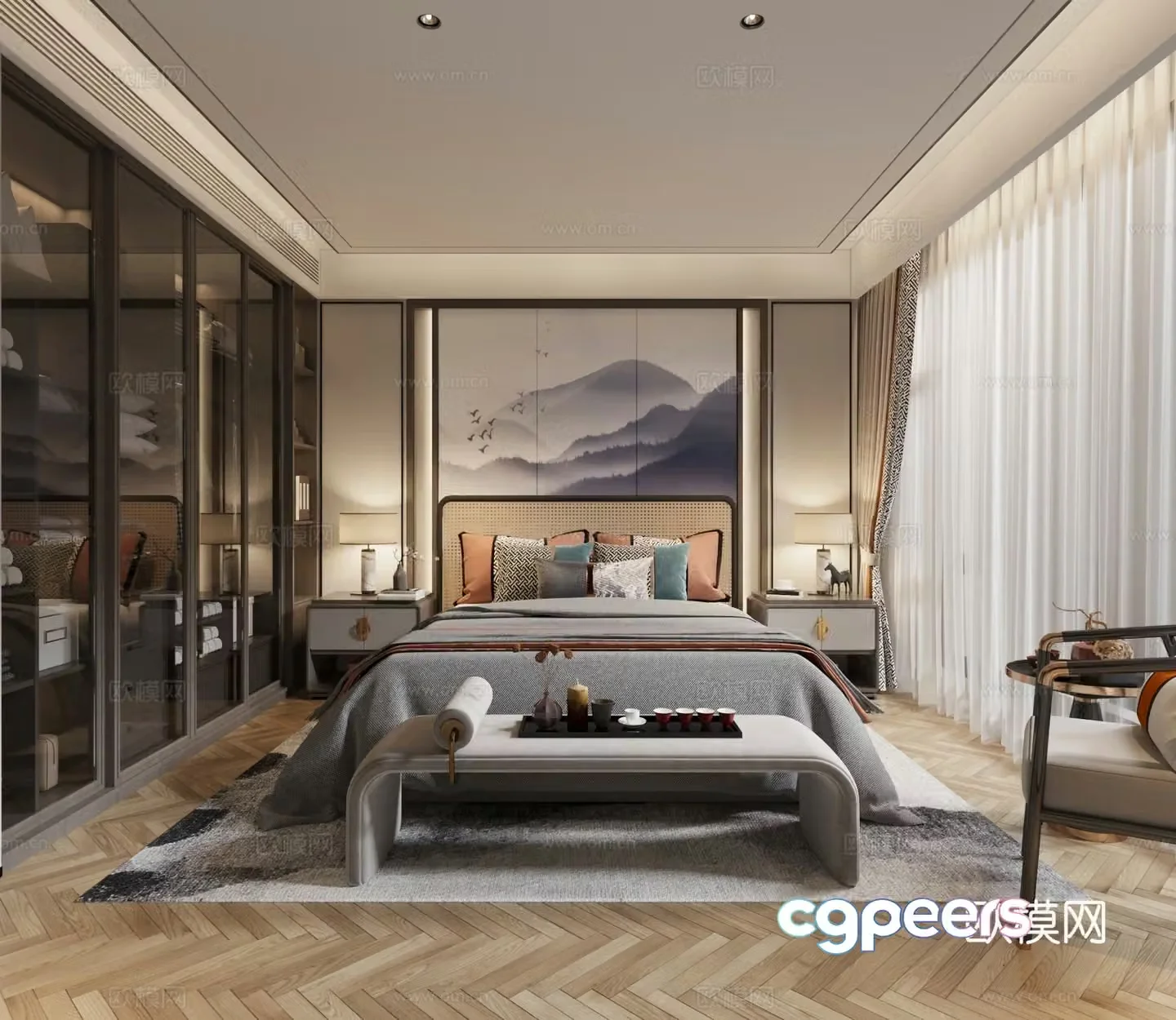 New Chinese style bedroom master bedroom 3d model
