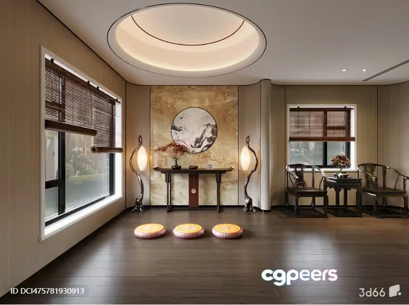 Modern Asian-Inspired Living Room 3D Model – 21928 – VRAY Render
