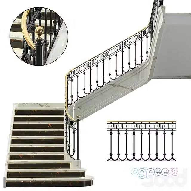 3ds Max Free – Neoclassical spiral staircase 3