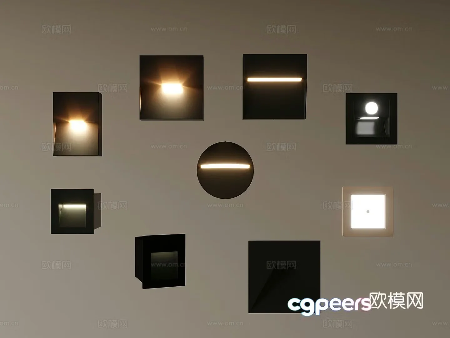 Modern simple deep cylinder anti-glare spotlight 3D model