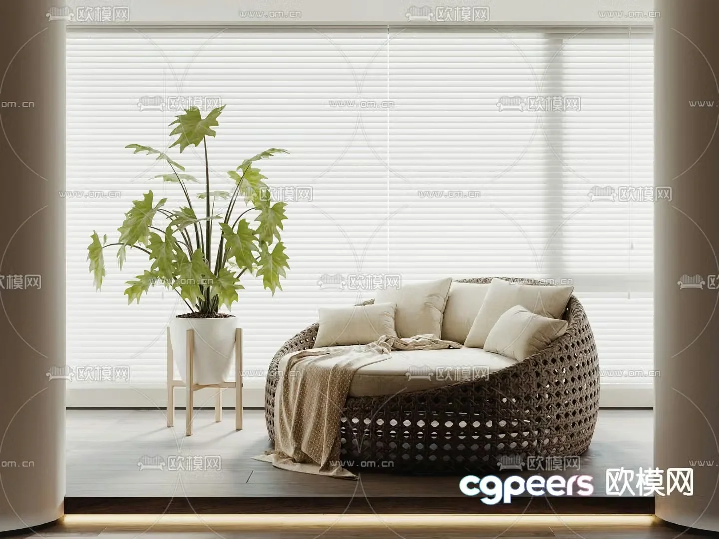 rattan sofa leisure sofa 3d model
