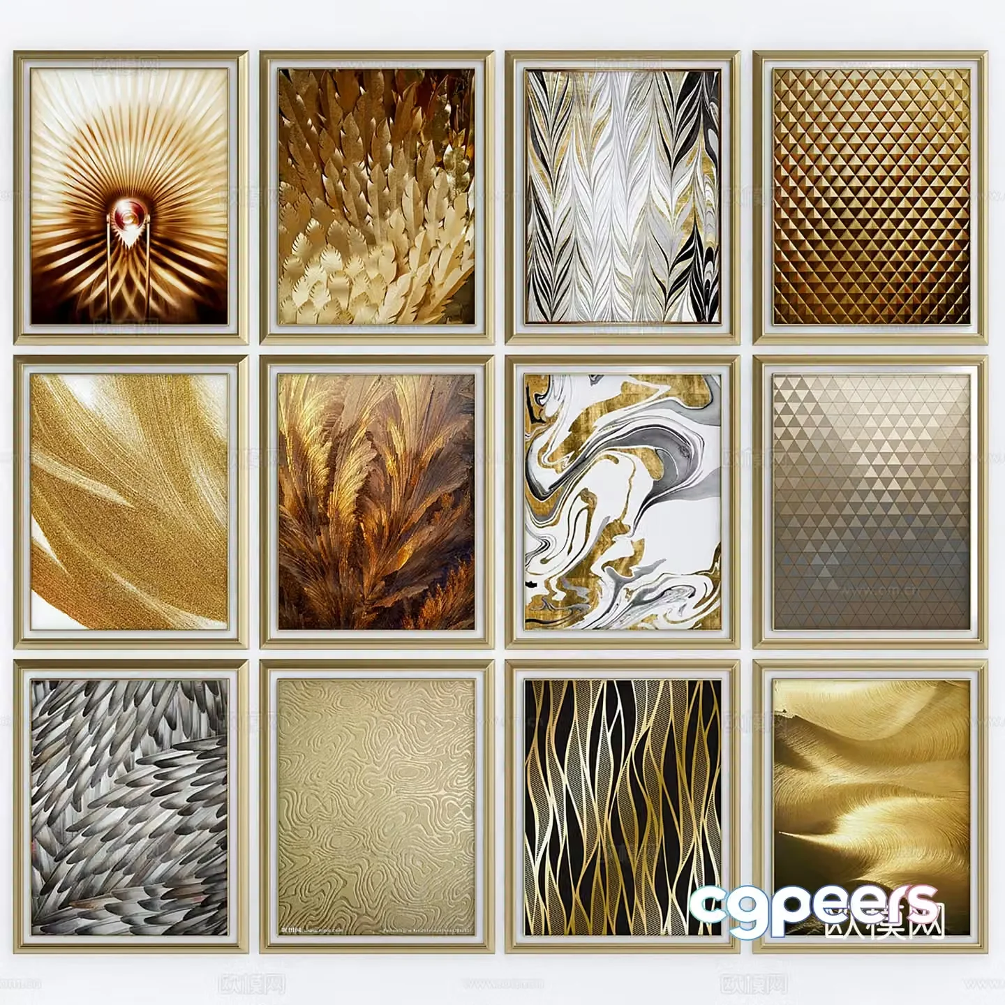 Light luxury style decorative paintings wall hanging paintings 3D model