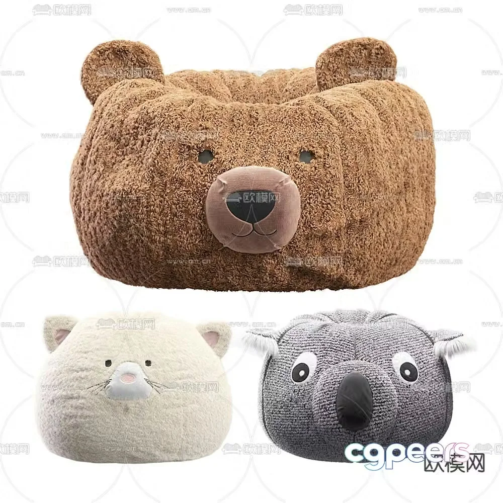 Modern children’s cartoon animal doll pillow 3D model