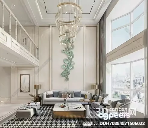 Modern Living Room 3D Model – 2191 – VRAY Render
