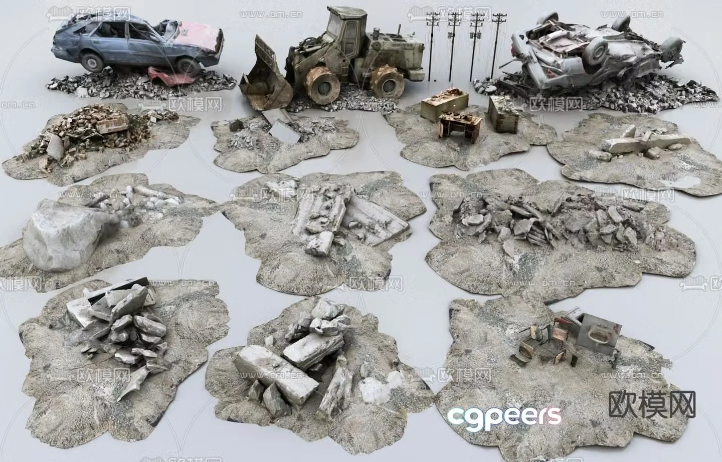 ruins stone car 3d model